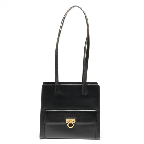 Salvatore Ferragamo Gancini leather Shoulder Bag black WS27334