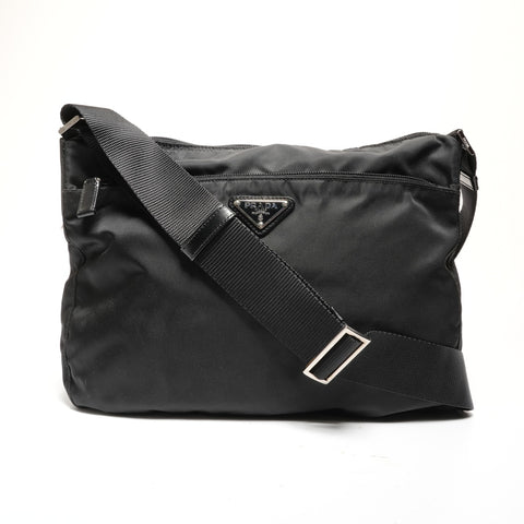 PRADA Nylon triangle logo Shoulder Bag black WS27336