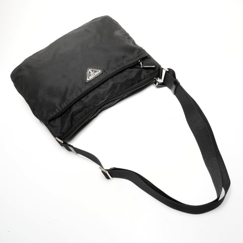 PRADA Nylon triangle logo Shoulder Bag black WS27336