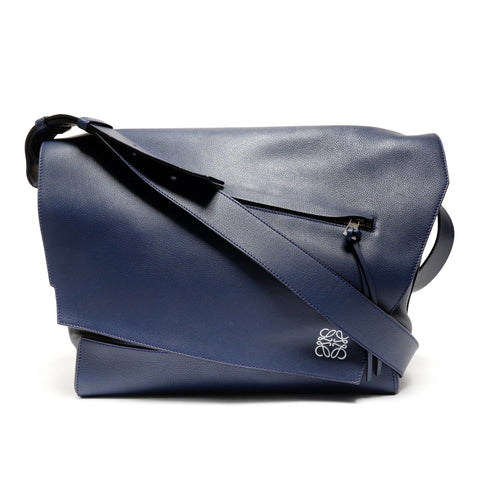LOEWE Anton leather messenger bag Shoulder Bag Navy WS27340