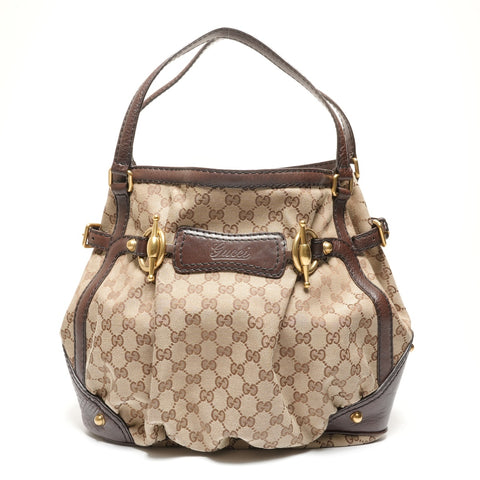 GUCCI GG Canvas Horsebit Tote Bag with One Belt Shoulder Bag beige WS27341