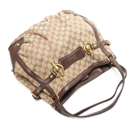 GUCCI GG Canvas Horsebit Tote Bag with One Belt Shoulder Bag beige WS27341