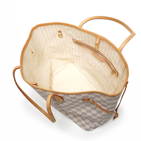 LOUIS VUITTON Damier Azur Neverfull MM Tote Bag Shoulder Bag white WS27342