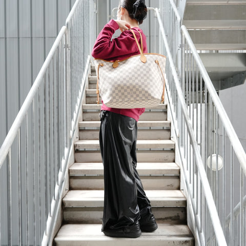 LOUIS VUITTON Damier Azur Neverfull MM Tote Bag Shoulder Bag white WS27342