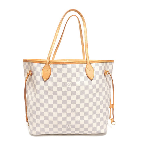 LOUIS VUITTON Damier Azur Neverfull MM Tote Bag Shoulder Bag white WS27342