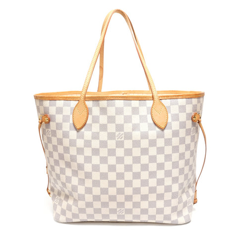 LOUIS VUITTON Damier Azur Neverfull MM Tote Bag Shoulder Bag white WS27342
