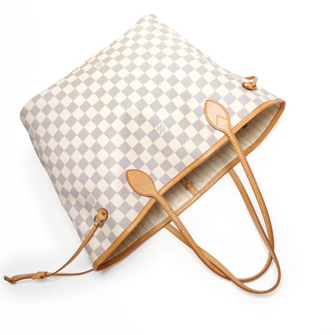 LOUIS VUITTON Damier Azur Neverfull MM Tote Bag Shoulder Bag white WS27342