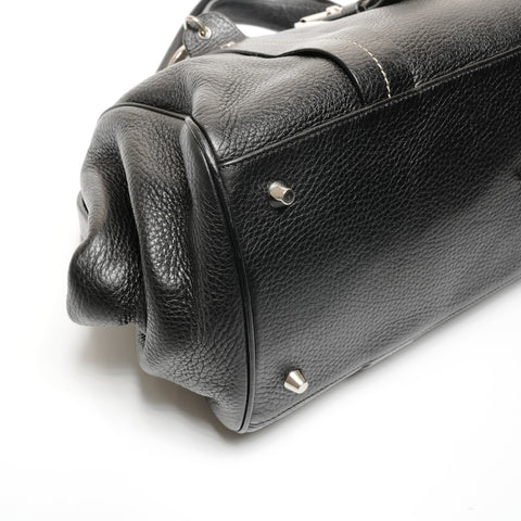 Christian Dior Leather Gaucho Bowling Bag Boston bag black WS27343