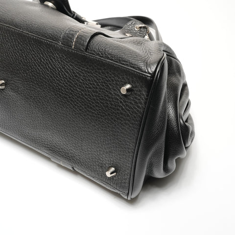 Christian Dior Leather Gaucho Bowling Bag Boston bag black WS27343