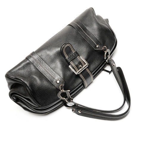 Christian Dior Leather Gaucho Bowling Bag Boston bag black WS27343