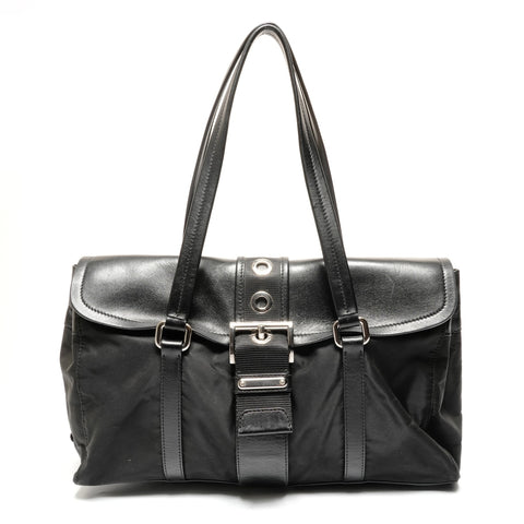 PRADA Nylon Leather Baguette One Belt Shoulder Bag black WS27344