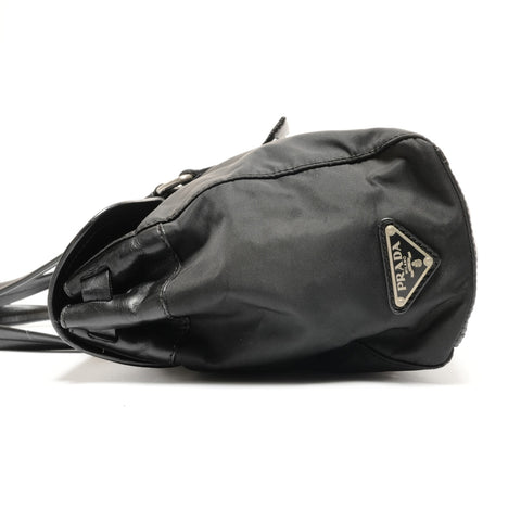 PRADA Nylon Leather Baguette One Belt Shoulder Bag black WS27344