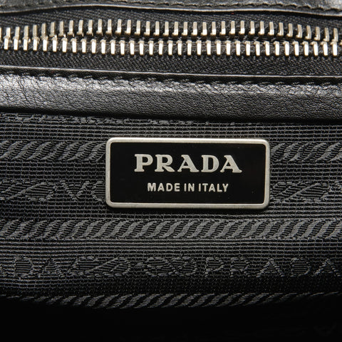 PRADA Nylon Leather Baguette One Belt Shoulder Bag black WS27344