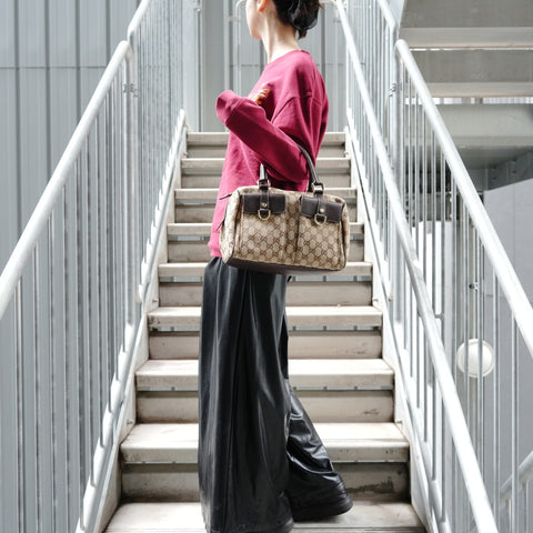 GUCCI GG Canvas Handbag Bowling Bag Boston bag beige WS27353