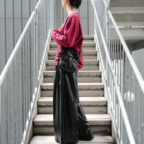 BALENCIAGA Leather Le Cagoule crossbody bag Shoulder Bag black WS27355