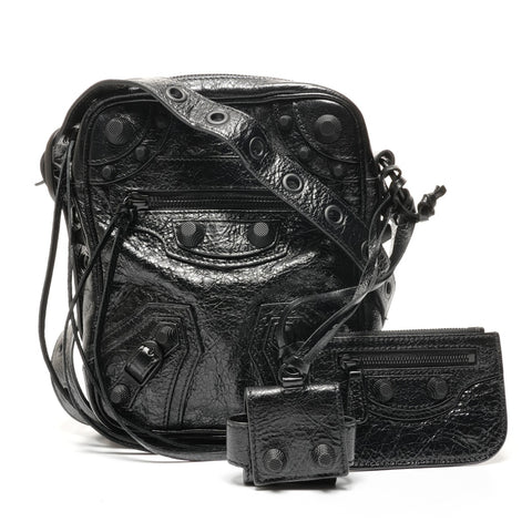 BALENCIAGA Leather Le Cagoule crossbody bag Shoulder Bag black WS27355