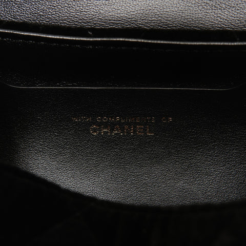 CHANEL 2022-2025 Velour Mini Boston Bag (2-Wege) Umhängetasche schwarz WS27357