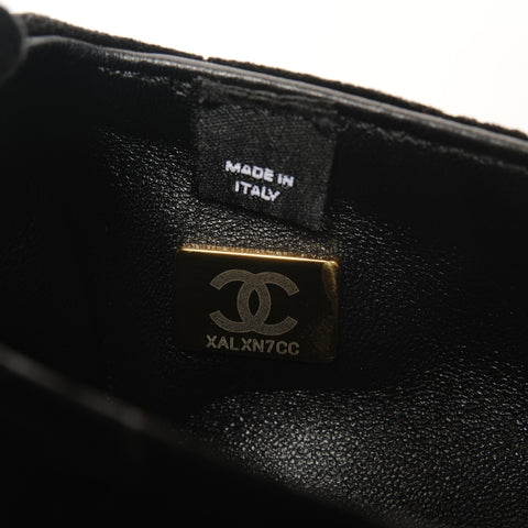 CHANEL 2022-2025 Velour Mini Boston Bag (2-Wege) Umhängetasche schwarz WS27357