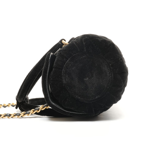 CHANEL 2022-2025 Velour Mini Boston Bag (2-Wege) Umhängetasche schwarz WS27357