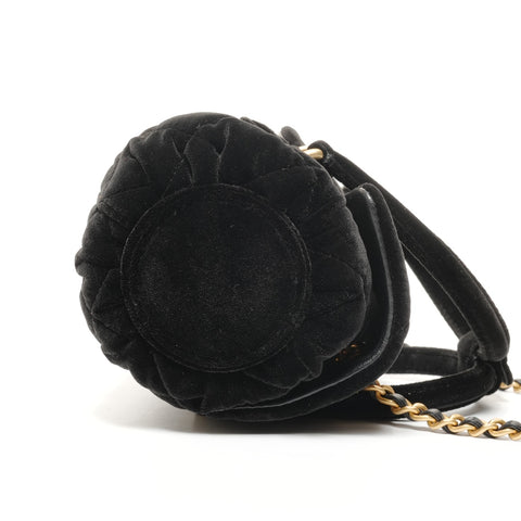 CHANEL 2022-2025 Velour Mini Boston Bag (2-Wege) Umhängetasche schwarz WS27357