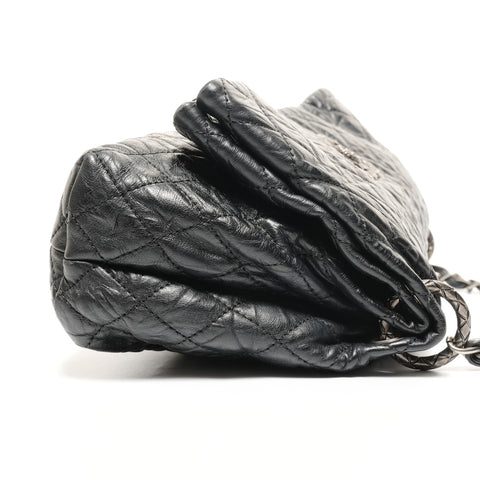 CHANEL One Belt Leather Chain Flap 13 Series 2009-2010 Shoulder Bag black WS27358