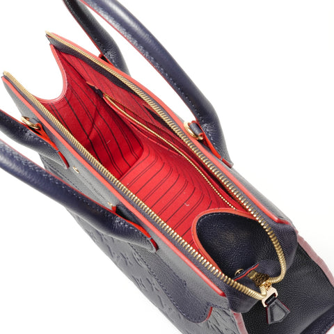 LOUIS VUITTON M42817 Monogram Empreinte Pont Neuf MM 2016 Handbag Navy WS27361