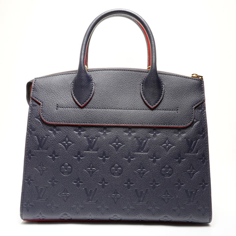 LOUIS VUITTON M42817 Monogram Empreinte Pont Neuf MM 2016 Handbag Navy WS27361