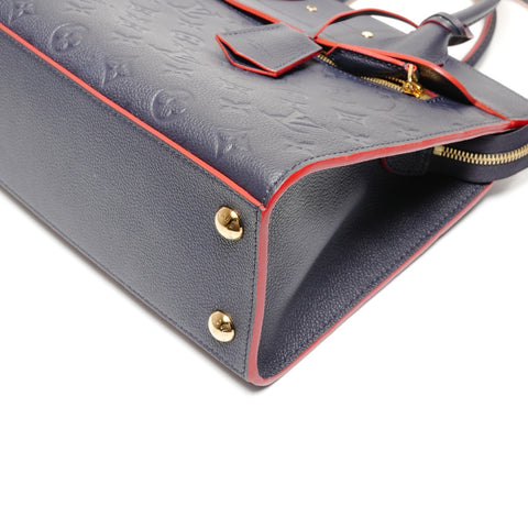 LOUIS VUITTON M42817 Monogram Empreinte Pont Neuf MM 2016 Handbag Navy WS27361