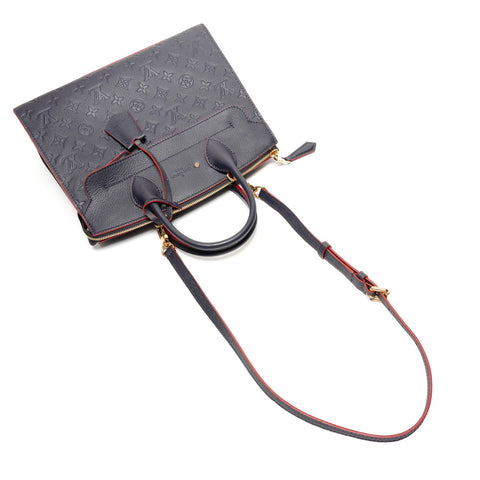 LOUIS VUITTON M42817 Monogram Empreinte Pont Neuf MM 2016 Handbag Navy WS27361