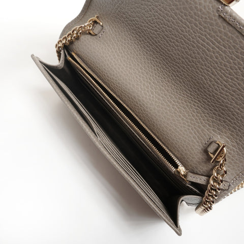 GUCCI Interlocking Chain Wallet Leather 615523 Shoulder Bag gray WS27362