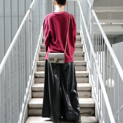 GUCCI Interlocking Chain Wallet Leather 615523 Shoulder Bag gray WS27362