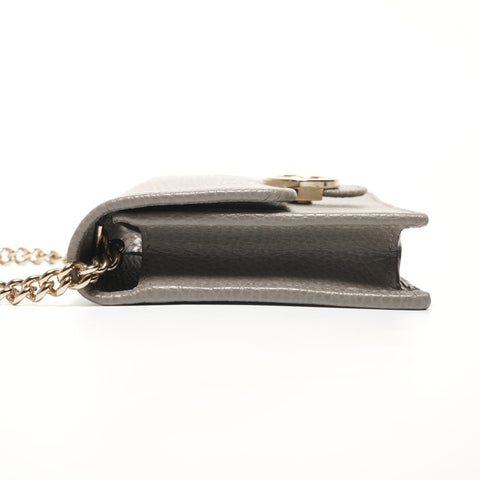GUCCI Interlocking Chain Wallet Leather 615523 Shoulder Bag gray WS27362