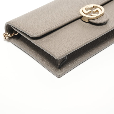 GUCCI Interlocking Chain Wallet Leather 615523 Shoulder Bag gray WS27362