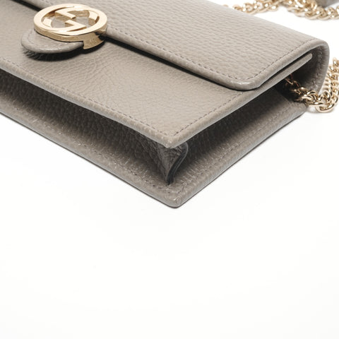 GUCCI Interlocking Chain Wallet Leather 615523 Shoulder Bag gray WS27362