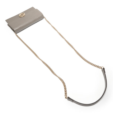 GUCCI Interlocking Chain Wallet Leather 615523 Shoulder Bag gray WS27362