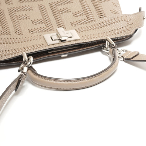 FENDI Peekaboo Selleria Logo Iseeu Small Leather 2-Way Bag Shoulder Bag Brown WS27363