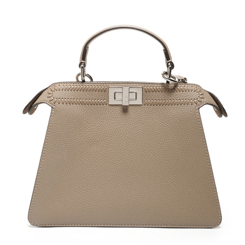 FENDI Peekaboo Selleria Logo Iseeu Small Leather 2-Way Bag Shoulder Bag Brown WS27363