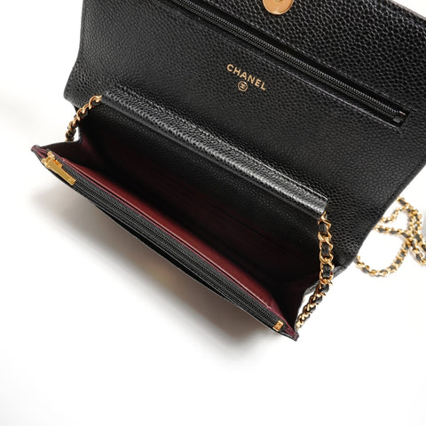 CHANEL Classic Chain Wallet Matelasse Caviar Skin 28 Series 2019 Shoulder Bag black WS27365