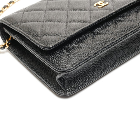 CHANEL Classic Chain Wallet Matelasse Caviar Skin 28 Series 2019 Shoulder Bag black WS27365