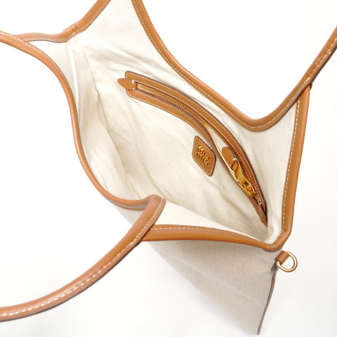 Miu Miu Canvas Hobo Regular Shoulder Bag beige WS27370