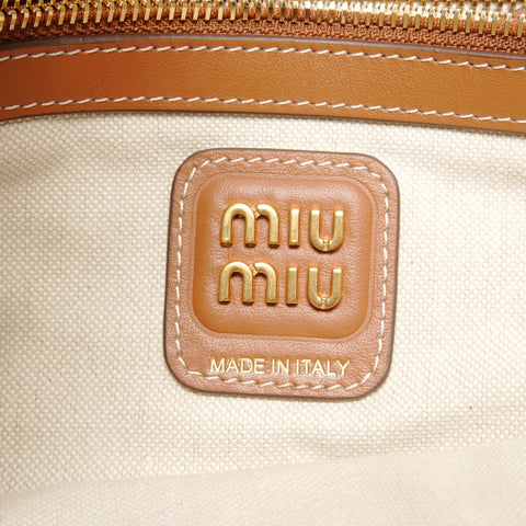 Miu Miu Canvas Hobo Regular Shoulder Bag beige WS27370