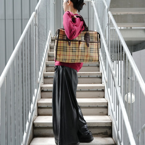 BURBERRY Novacheck PVC Boston bag beige WS27371