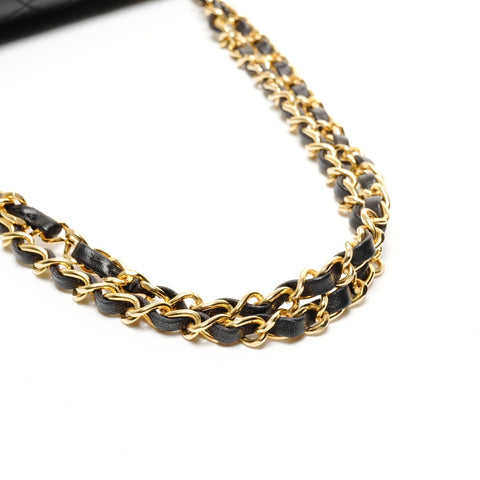 CHANEL Double Flap Matelasse 25 Lambskin Chain No. 1 1989-1991 Shoulder Bag black WS27374