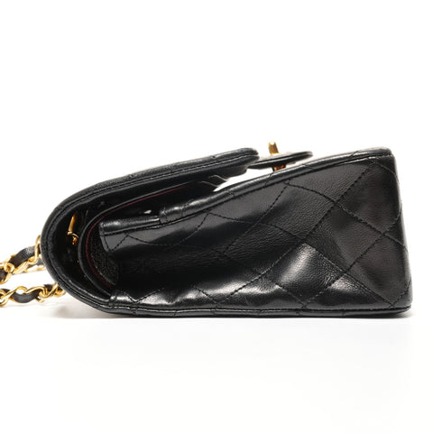 CHANEL Double Flap Matelasse 25 Lambskin Chain No. 1 1989-1991 Shoulder Bag black WS27374