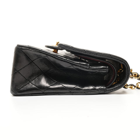 CHANEL Double Flap Matelasse 25 Lambskin Chain No. 1 1989-1991 Shoulder Bag black WS27374