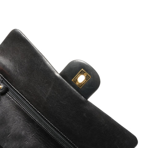 CHANEL Double Flap Matelasse 25 Lambskin Chain No. 1 1989-1991 Shoulder Bag black WS27374