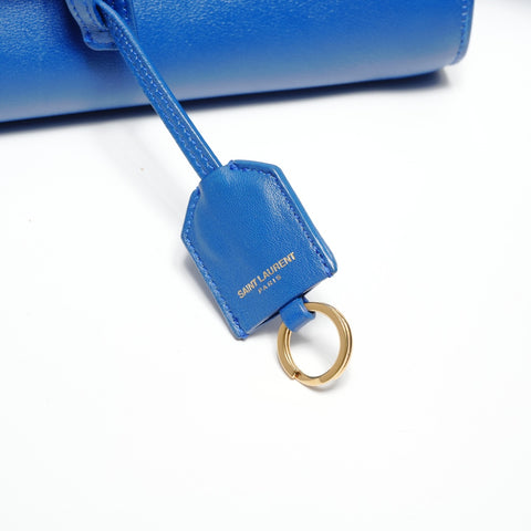 YVES SAINT LAURENT Leather 2-way Baby Cabas Tote Shoulder Bag blue WS27376