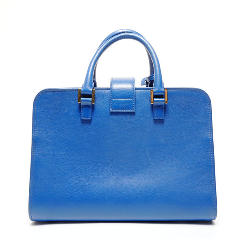 YVES SAINT LAURENT Leather 2-way Baby Cabas Tote Shoulder Bag blue WS27376