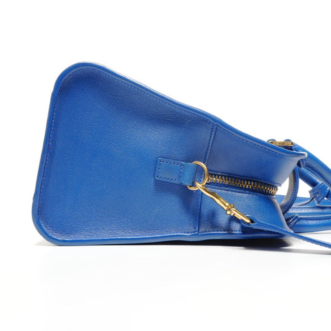 YVES SAINT LAURENT Leather 2-way Baby Cabas Tote Shoulder Bag blue WS27376