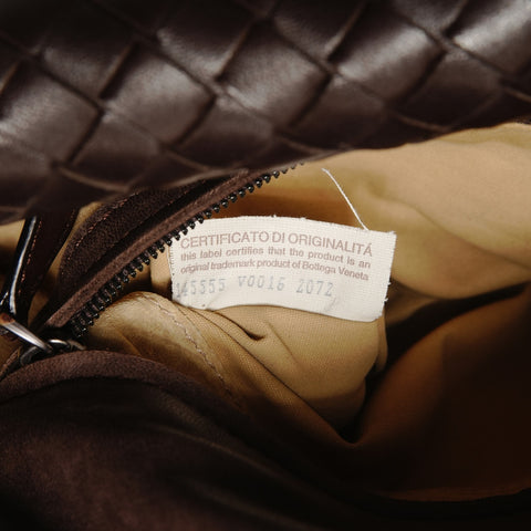 BOTTEGAVENETA INTRECCIATO flap one belt baguette bag Shoulder Bag Brown WS27379